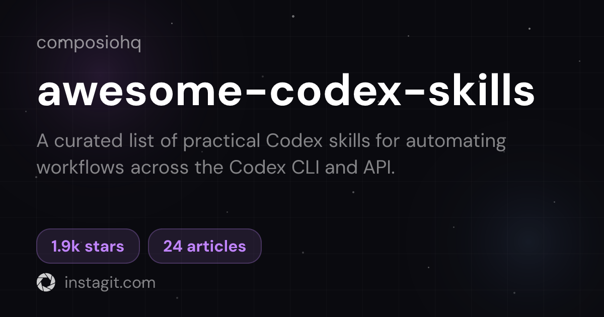 awesome-codex-skills | Composio | Knowledge Base | Instagit