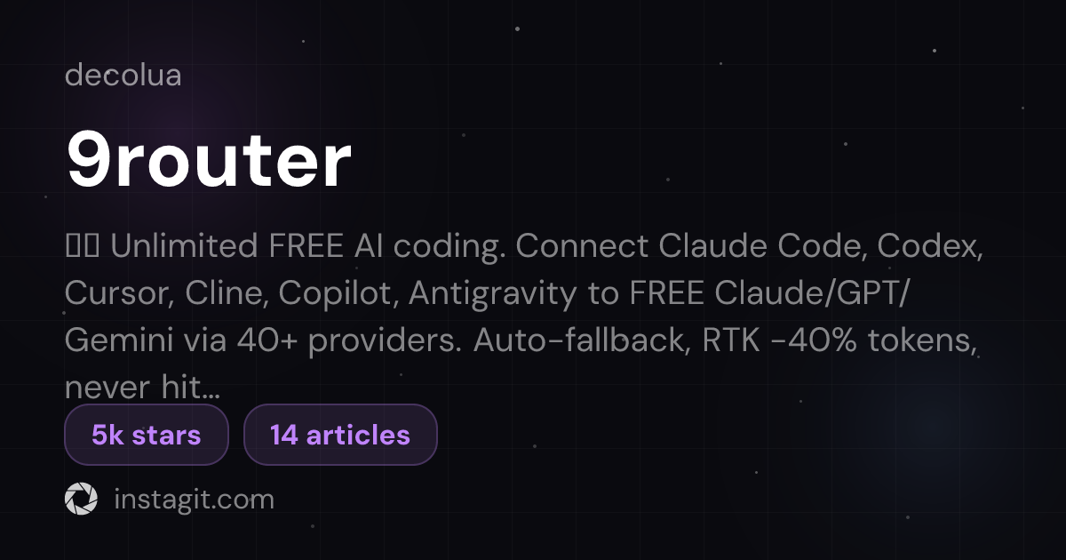 9router | decolua | Knowledge Base | Instagit