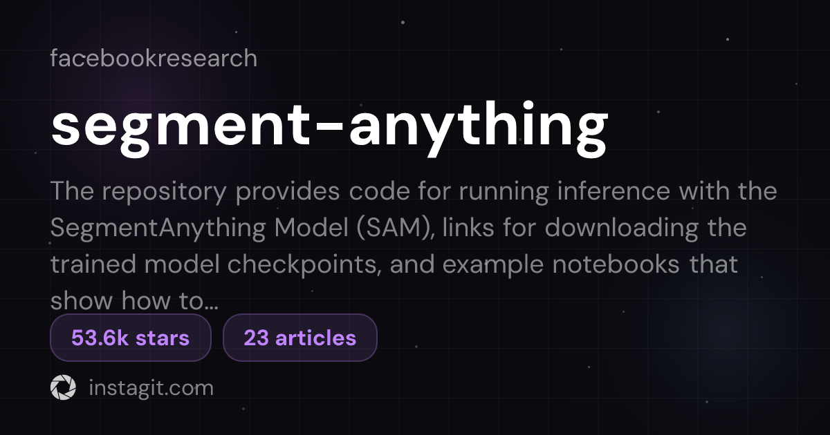 segment-anything | Meta Research | Knowledge Base | Instagit