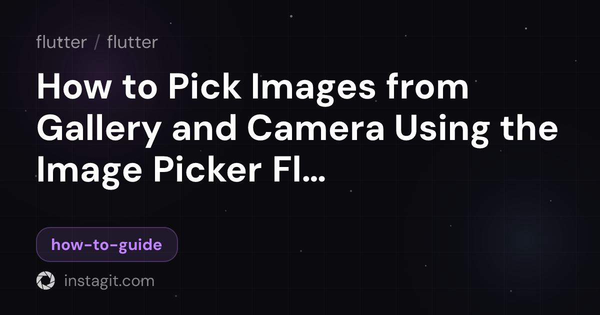 How to Pick Images from Gallery and Camera Using the Image Picker ...