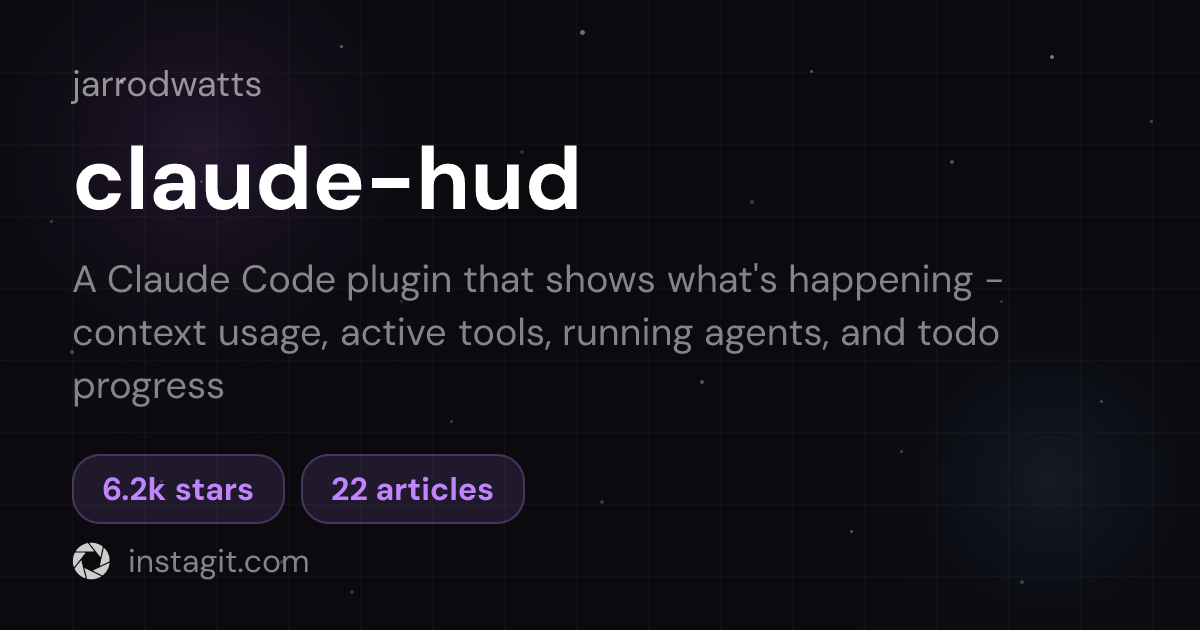 claude-hud | Jarrod Watts | Knowledge Base | Instagit