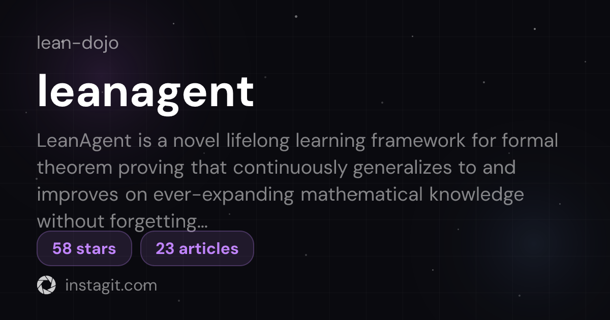 leanagent | LeanDojo | Knowledge Base | Instagit