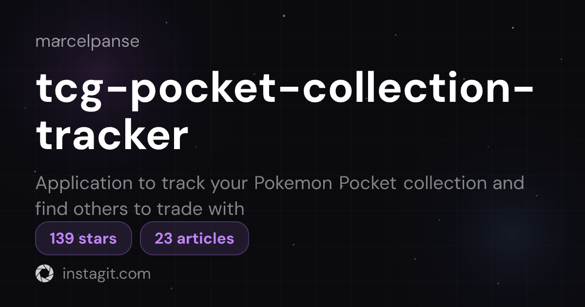 tcg-pocket-collection-tracker | Marcel Panse | Knowledge Base | Instagit