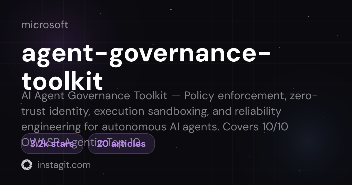 agent-governance-toolkit | Microsoft | Knowledge Base | Instagit