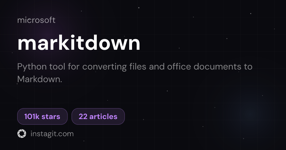 markitdown | Microsoft | Knowledge Base | Instagit