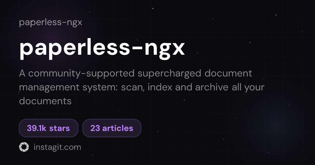 paperless-ngx | paperless-ngx | Knowledge Base | Instagit