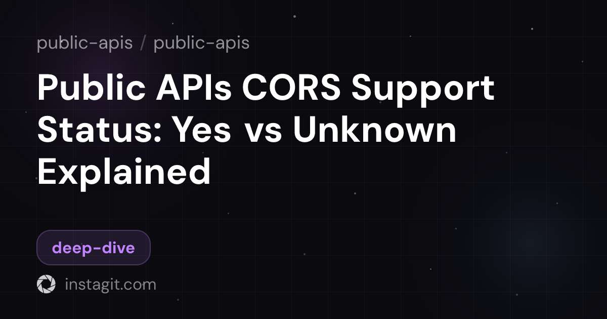 Public APIs CORS Support Status: Yes vs Unknown Explained | public-apis ...