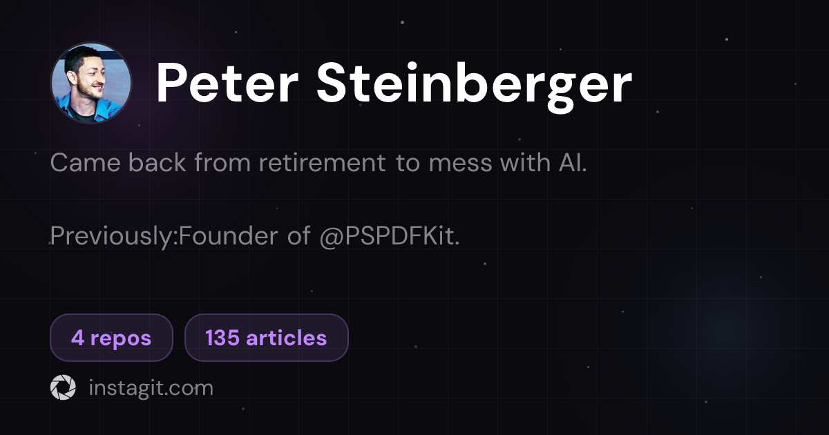 Peter Steinberger | Knowledge Base | Instagit